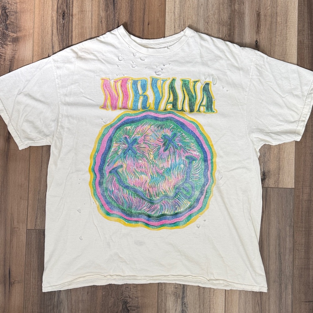 Y2K distressed Nirvana Graphic Tee S/M Urban Outfitters oversized